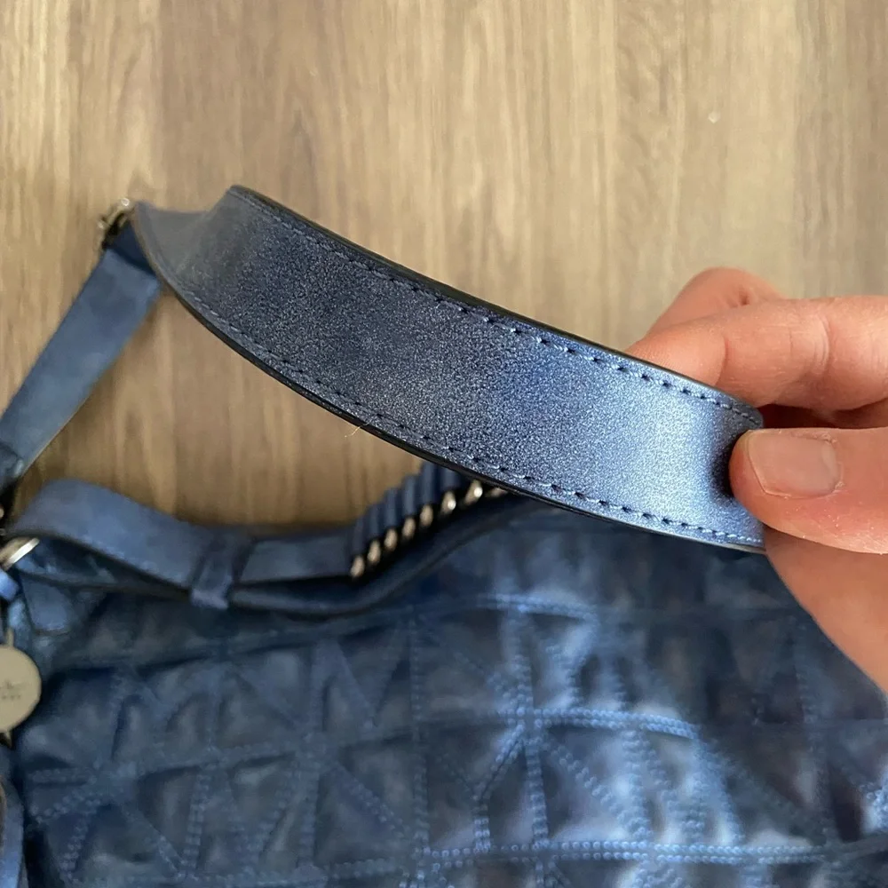 Nicole Miller Faux Suede Quilted Hobo Bag